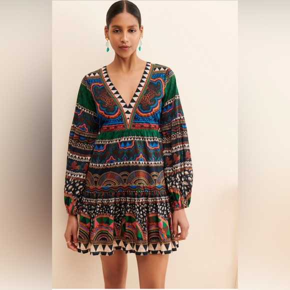 FARM Rio Dresses & Skirts - FARM Rio V-Neck Printed Tunic Dress Sz XS